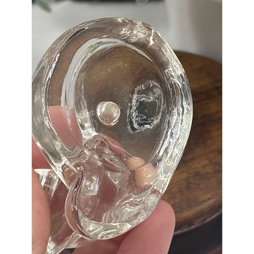 Glass Cat Figurine Clear Sleeping Kitty Paperweight Small Animal Desk Decor
